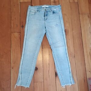 HiDDEN Light Blue Distressed Women's Jeans White Cord Stripe